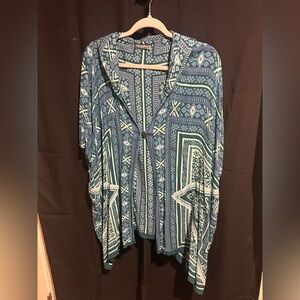 EARTHBOUND Teal and Blue Floral Cardigan